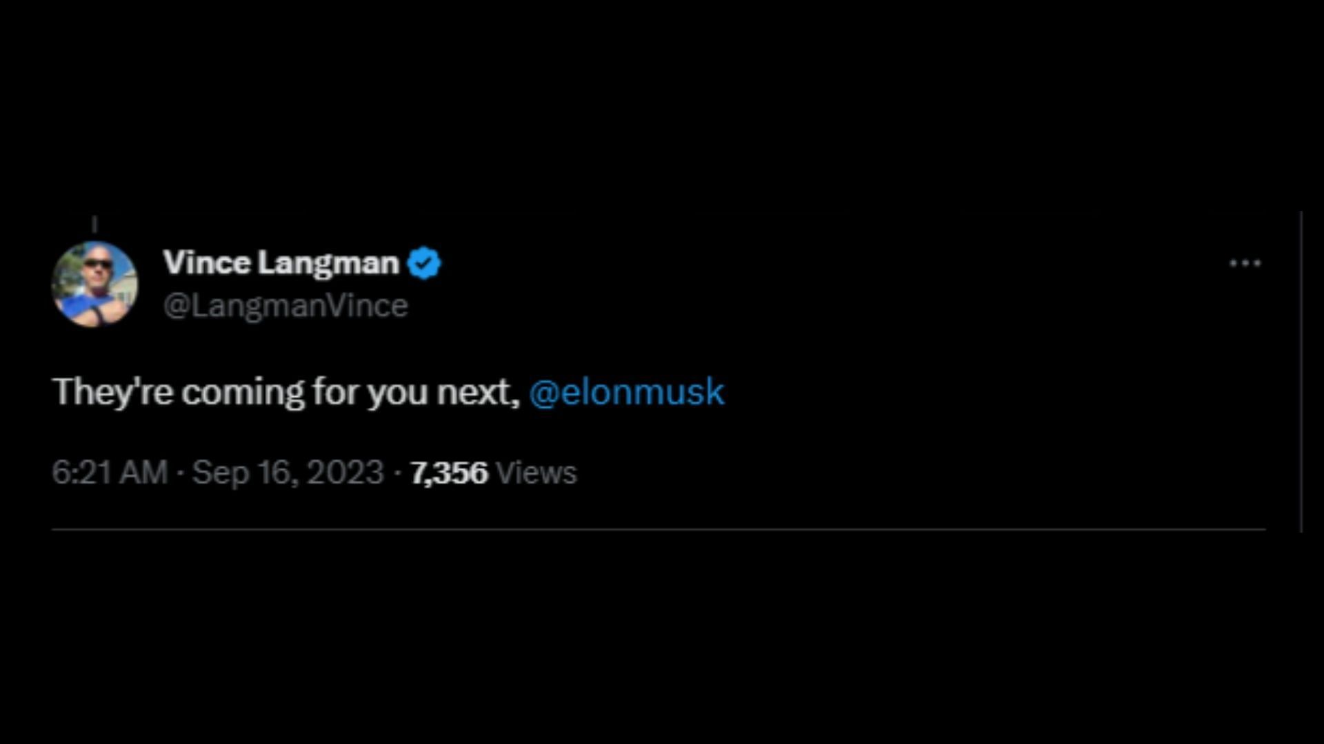 Screenshot of an X user remarking on Musk supporting Brand amidst some serious criminal allegations against him. (Photo via @elonmusk/X)