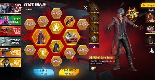 The ongoing DMC Ring gives you access to the collaboration-themed items (Image via Garena)