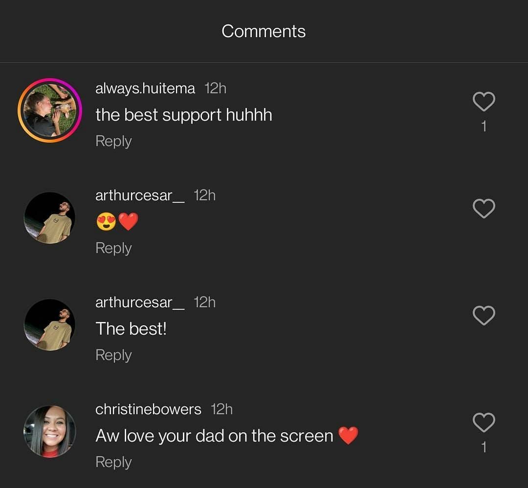 Instagram fan reactions