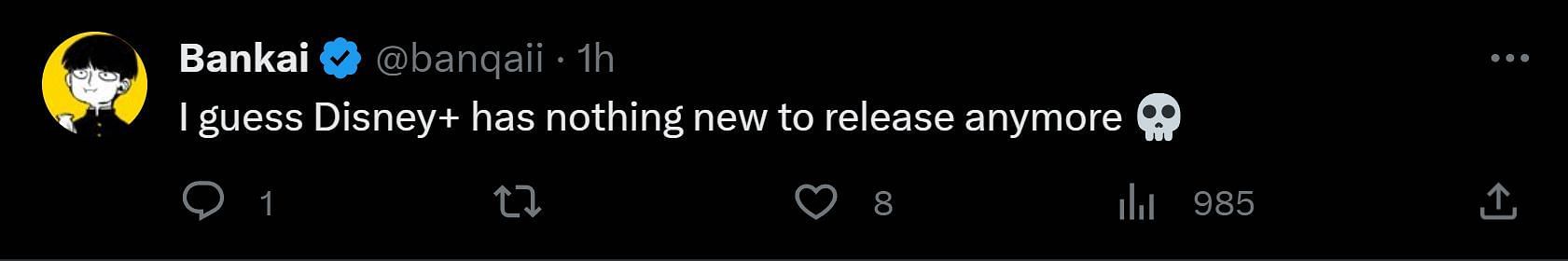 A tweet reply to DF&#039;s post about Disney&#039;s upcoming release (Image via X)