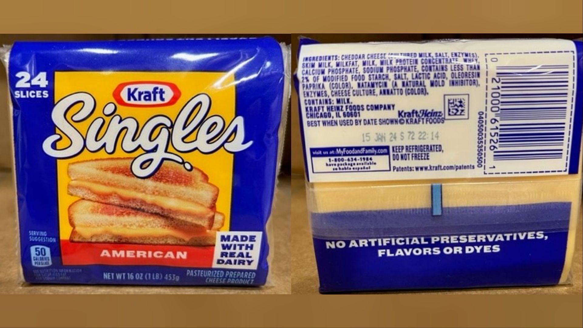 The recalled Kraft S. American Cheese Slices were sold through major retailers and online (Image via Kraft Heinz)