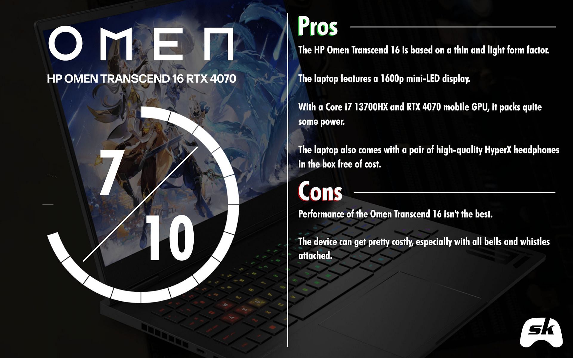 The HP Omen Transcend 16 is a decent high-performance laptop for gaming (Image via Sportskeeda)