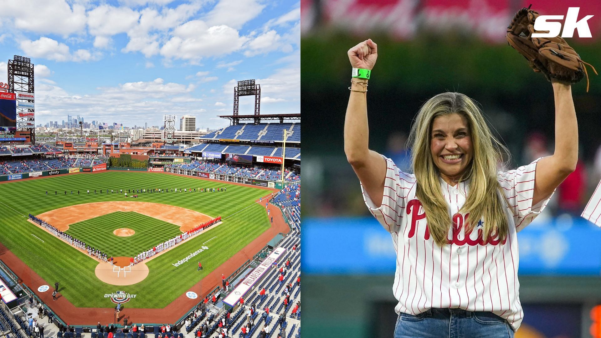&quot;Boy Meets World&quot; star Topanga throws first pitch at Phillies game