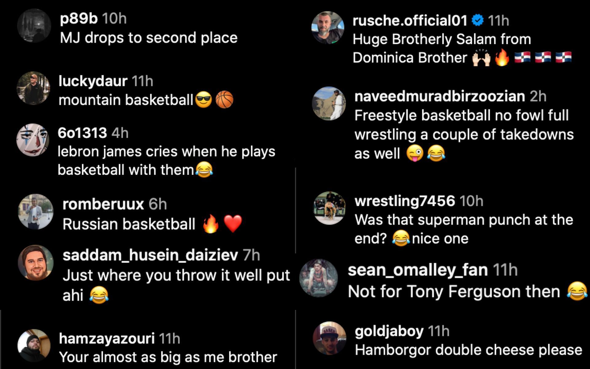 Screenshots from @khabub-nurmagomedov on Instagram