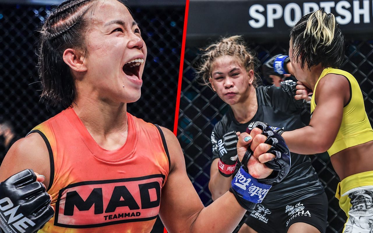 Ham Seo Hee (left) and Ham fighting Denice Zamboanga (right) | Image credit: ONE Championship