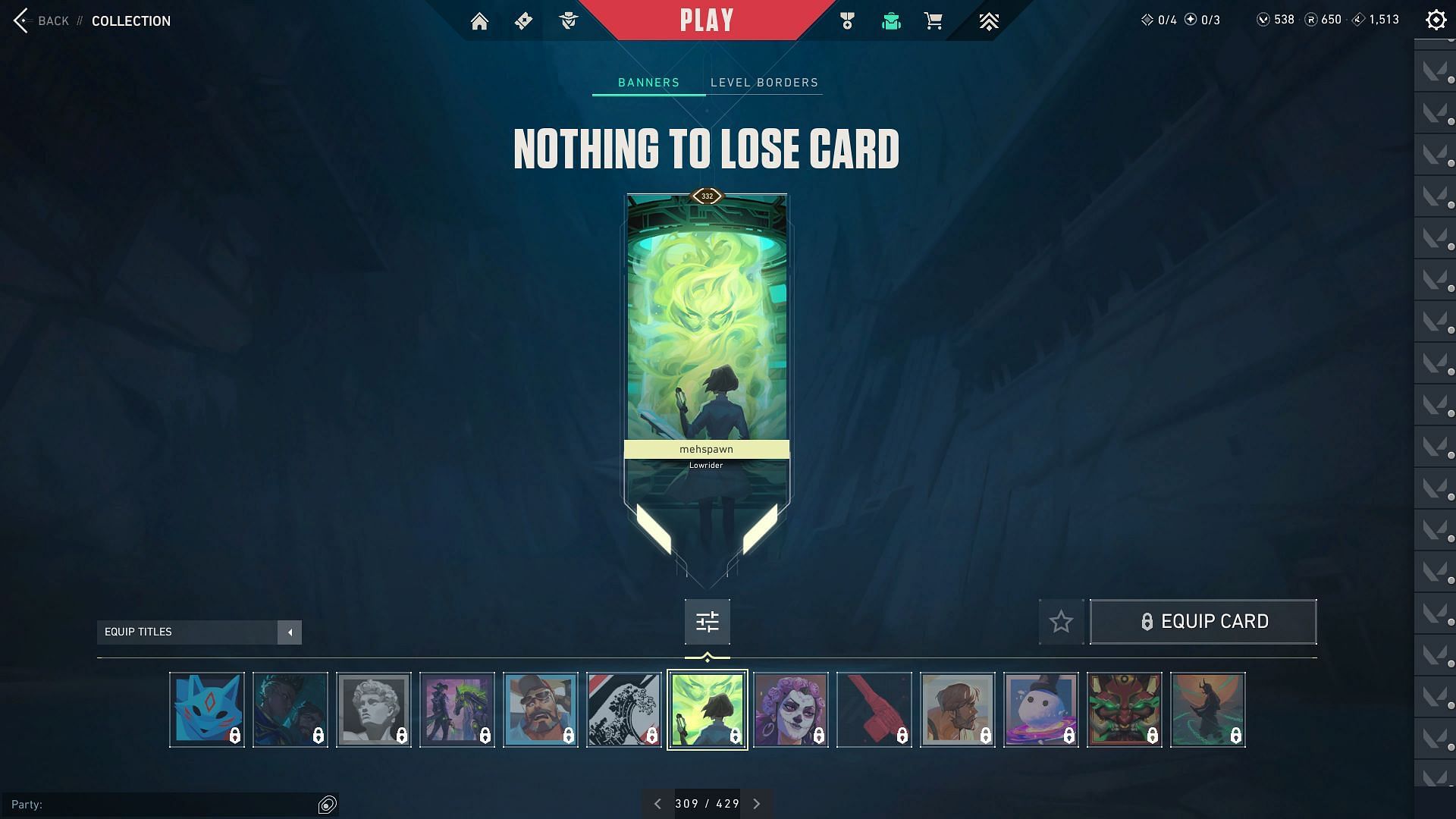 Nothing To Lose Player Card (Image via Riot Games)