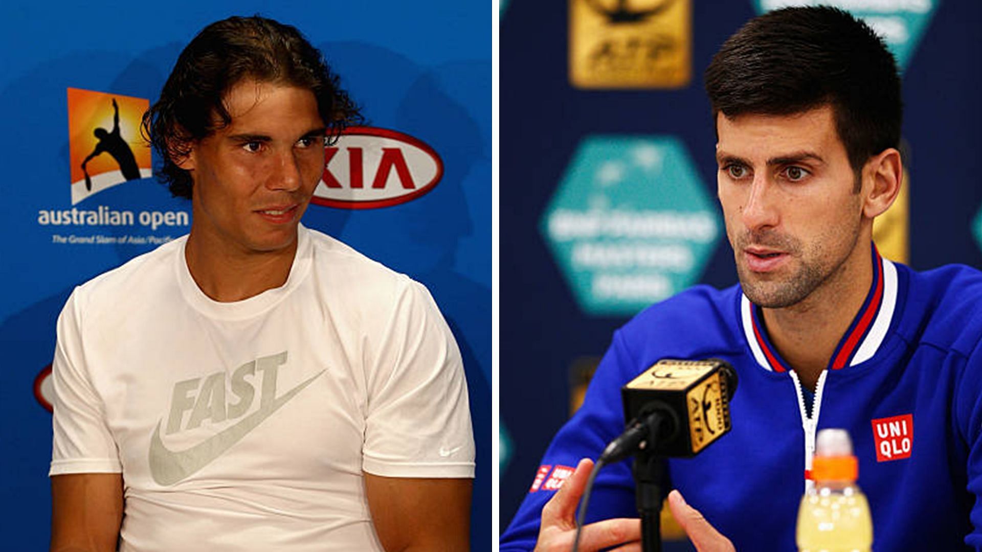 Rafael Nadal (L) and Novak Djokovic (R)