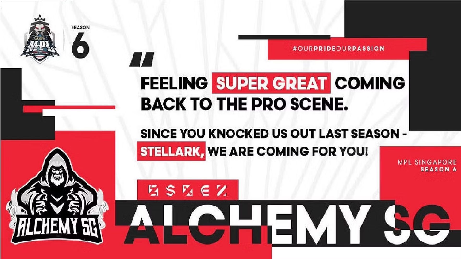 After a humbling defeat last season, Alchemy SG is back to take revenge on Stellark and retrieve their respect in the community in MPL SG Season 6 (Image via Moonton Games)