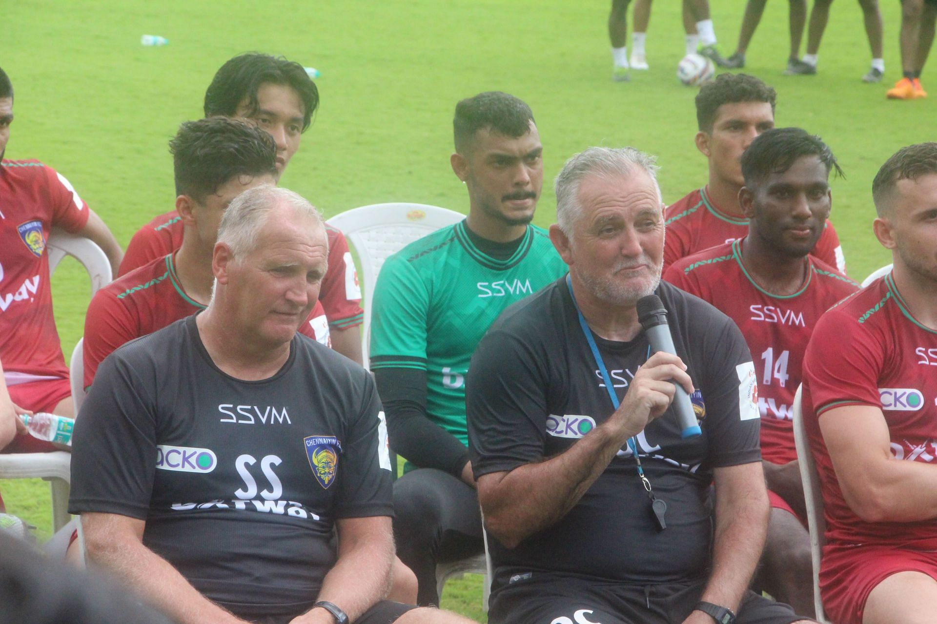 Chennaiyin FC assistant coach Sandy Stewart (left) with head coach Owen Coyle (right).