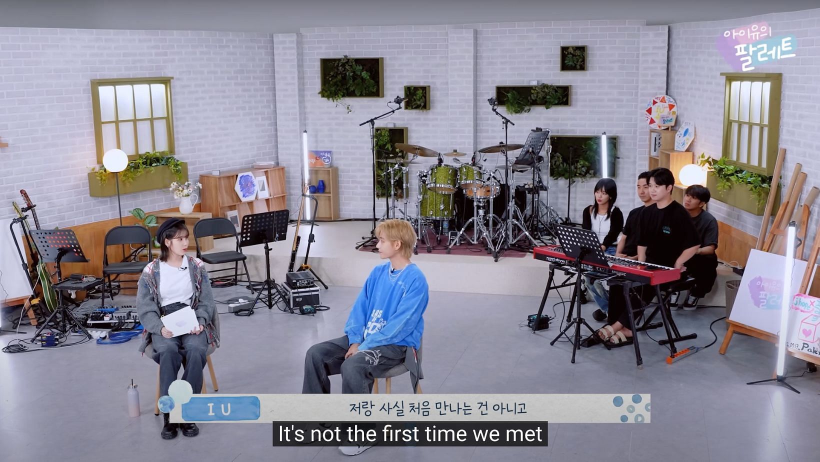 Taehyung of BTS appeared on IU&#039;s Palette Episode 24. (Image via YouTube from IU&#039;s Palette)