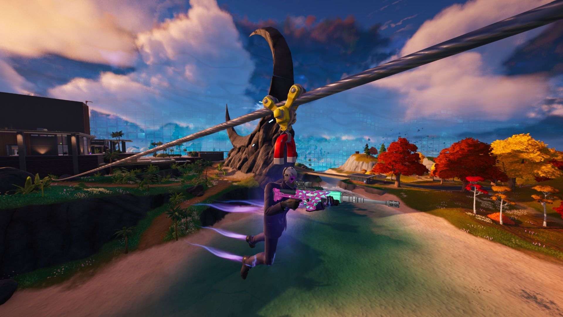 Use Ziplines to cover vast distances horizontally (Image via Epic Games/Fortnite)