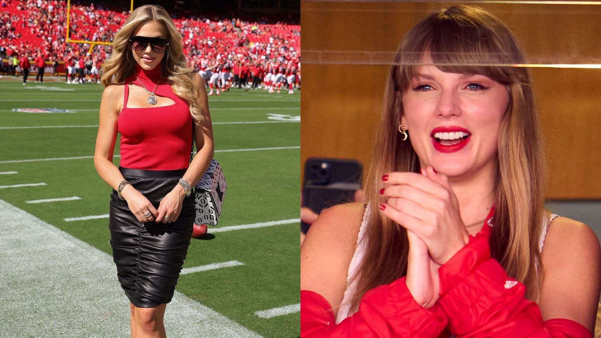 Even Gracie Hunt could not keep her eyes off from Taylor Swift at the Chiefs vs. Bears game.