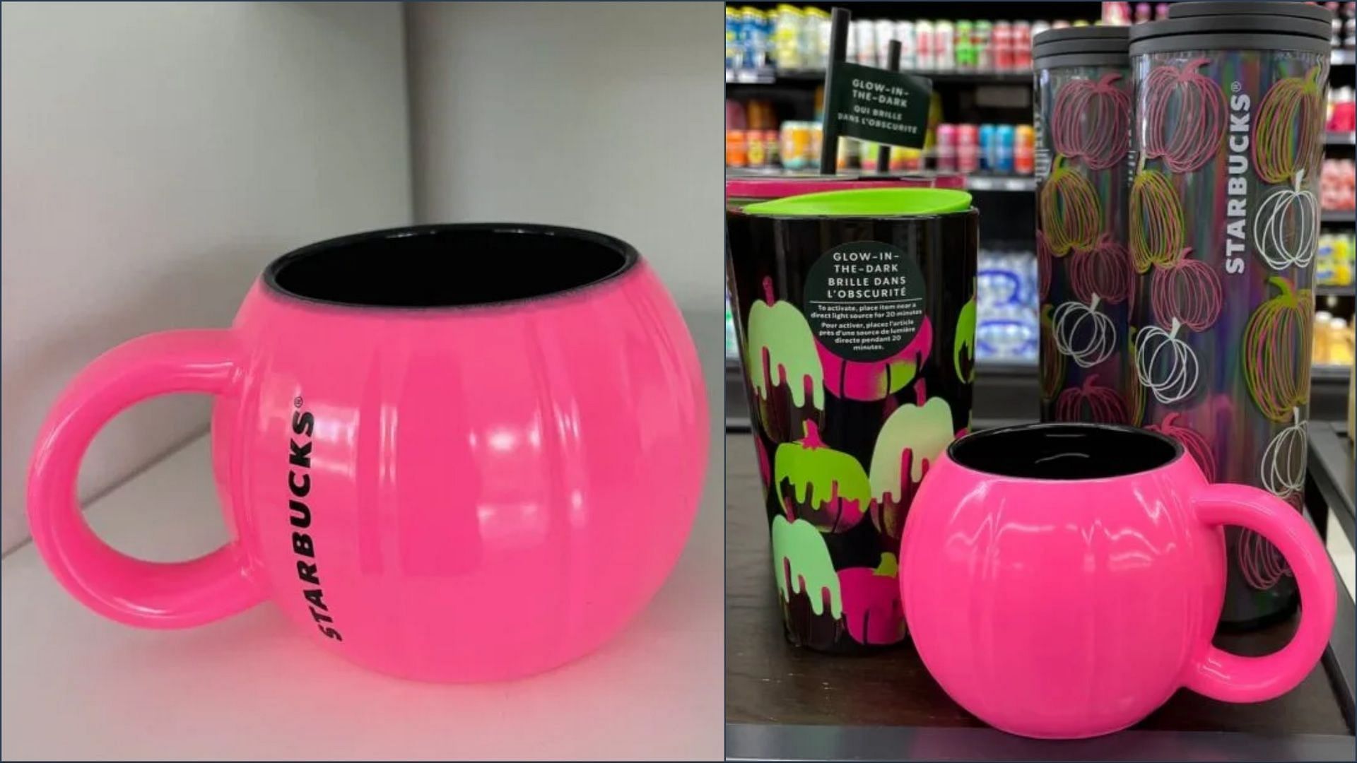 Starbucks&#039;s rumored Pink Pumpkin Mug is not part of an official launch (Image via Jodi Cohn / Facebook / @the_toy_ninja / eBay)