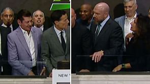 [PHOTO] Custom WWExUFC merger championship belt unveiled in front of Vince McMahon and Triple H