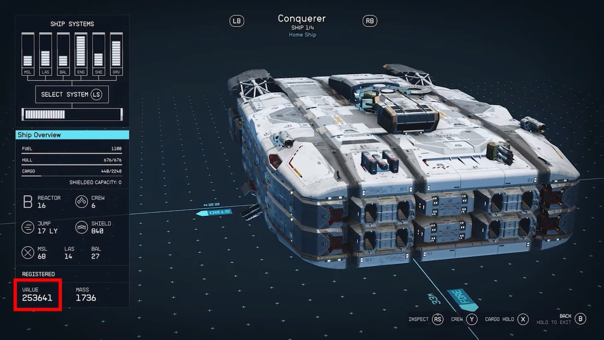 The Conqueror is a massive ship in Starfield (Image via Bethesda)