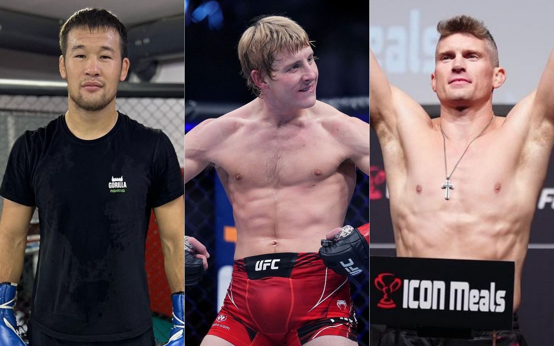 Shavkat Rakhmonov (left) Paddy Pimblett (center) Stephen Thompson (right) [Image courtesy @wonderboymma @shavkatrakhmonov94 @theufcbaddy on Instagram]