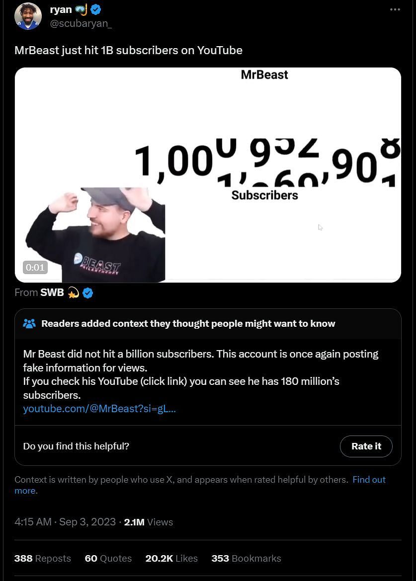 This short is gonna be the first MrBeast video to get 1 billion views : r/ MrBeast