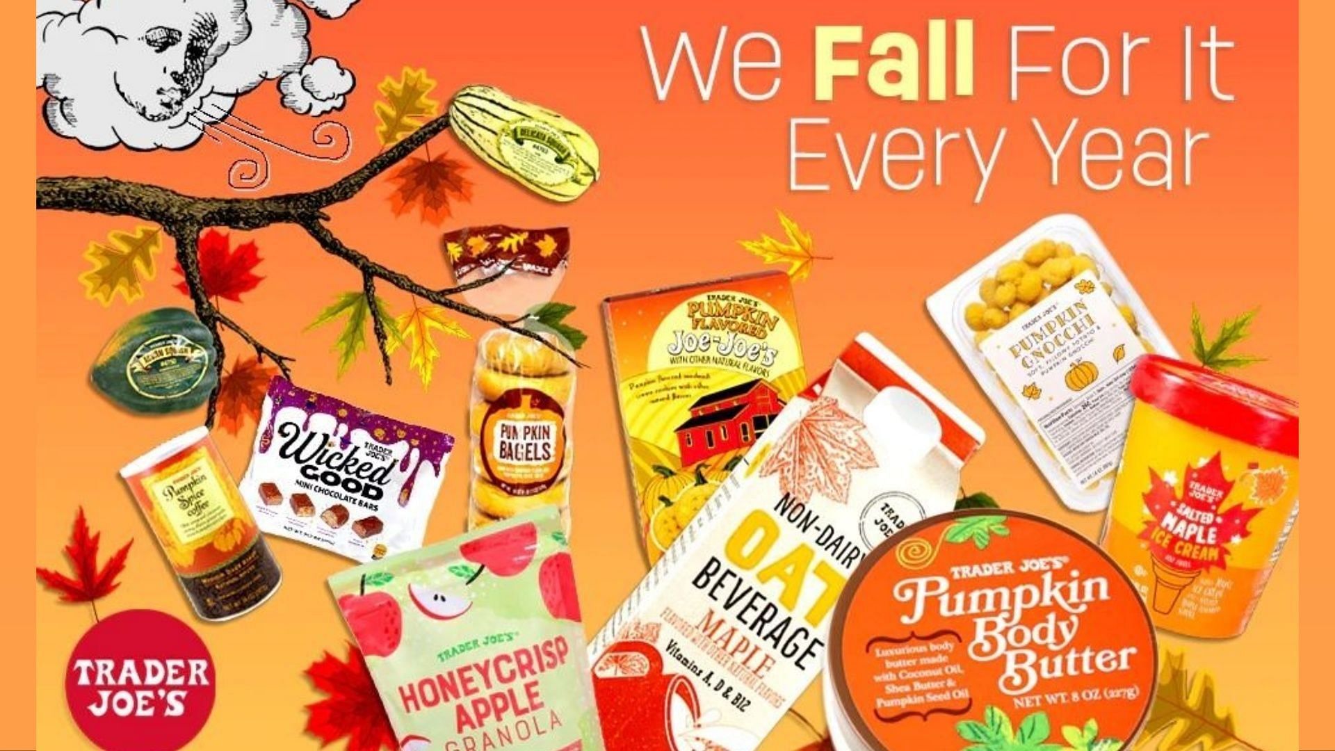 Trader Joe&#039;s fall offerings can be found at stores starting this week (Image via Trader Joe&rsquo;s)