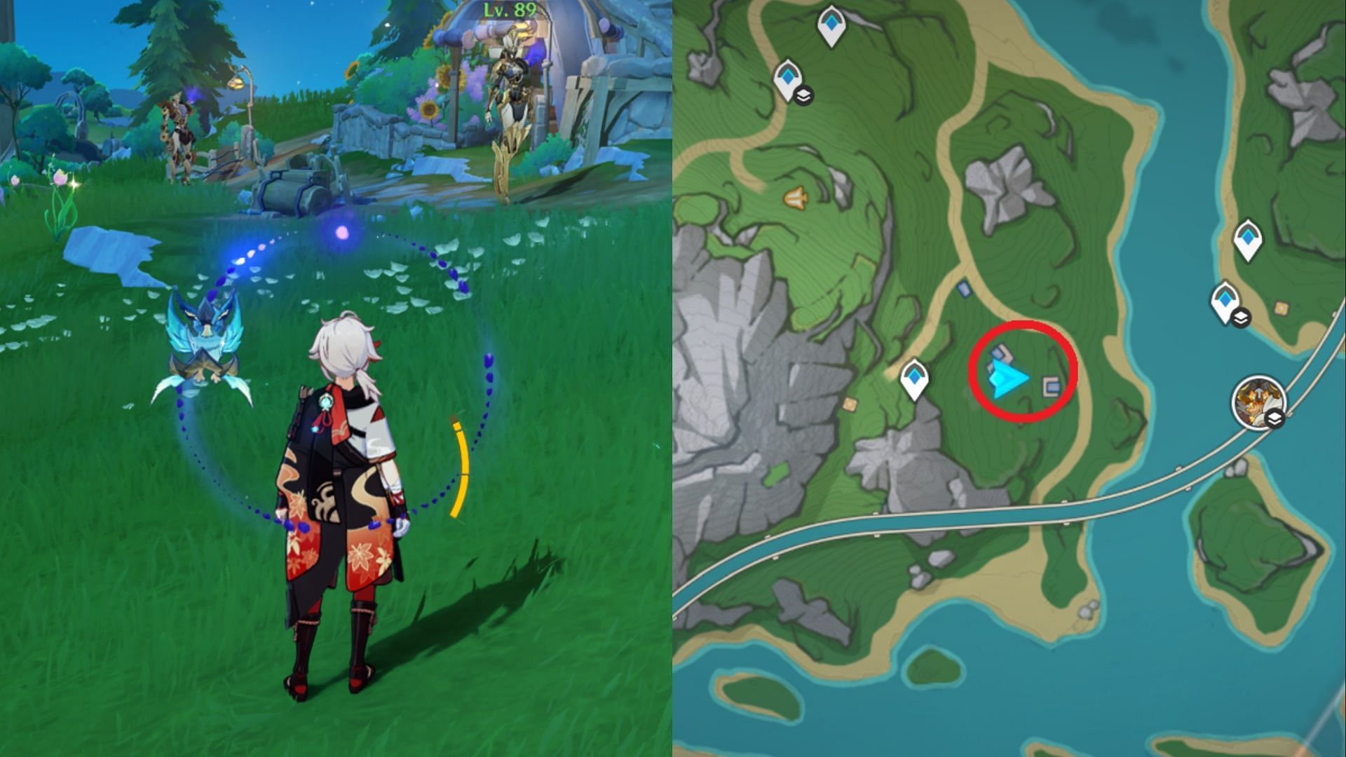 Teleport to southeast Elynas and head east. (Image via HoYoverse)