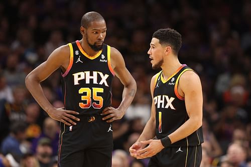 Kevin Durant, left, and Devin Booker