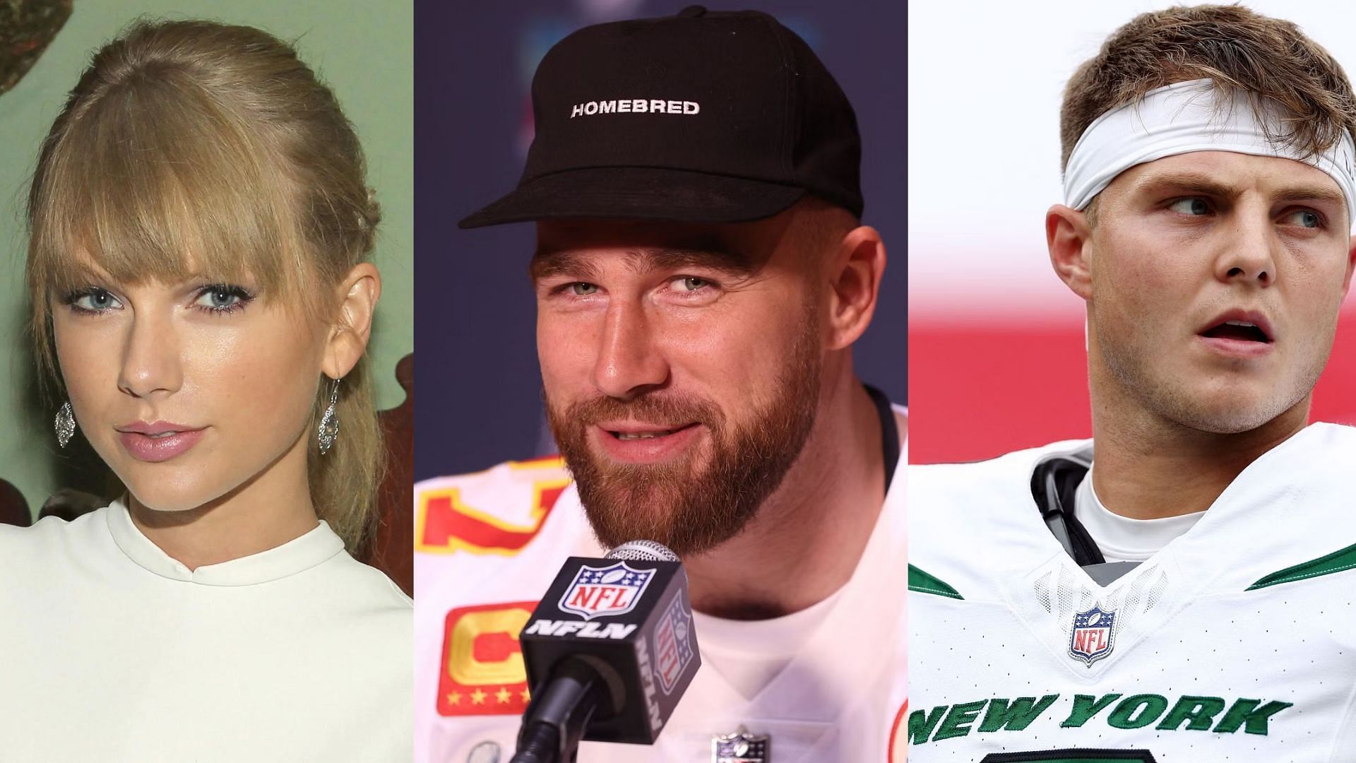 Taylor Swift, Travis Kelce, and Zach Wilson (Image credit: Mike Windle/Getty Images)