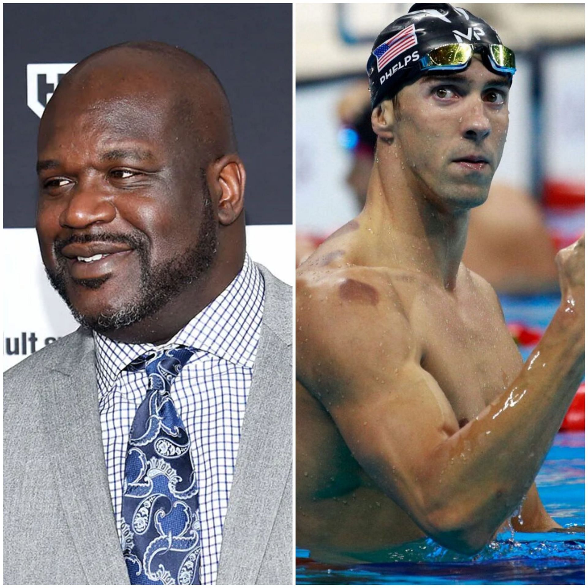 Michael Phelps (R) reveals working out with Shaquille O