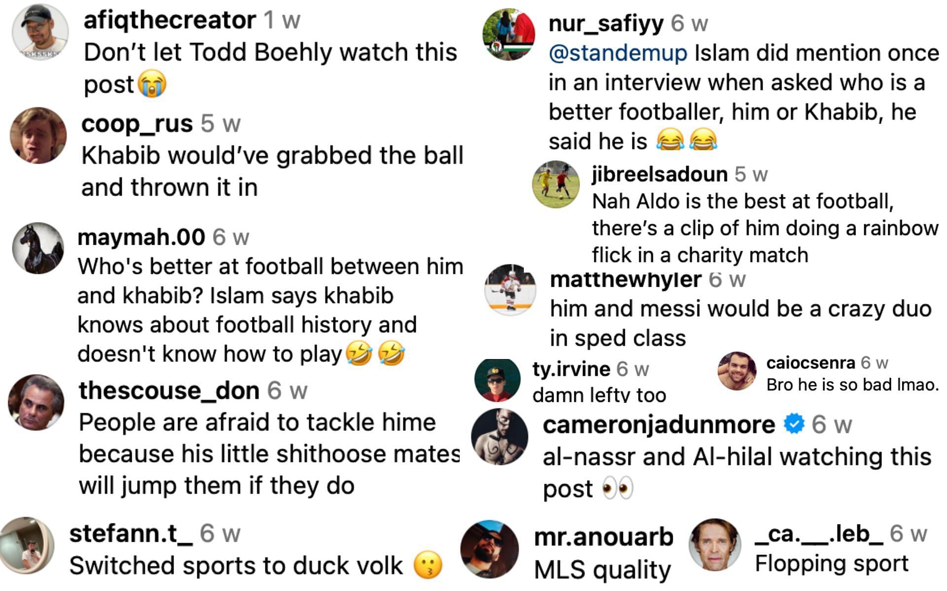 Fans comment on Makhachev&#039;s soccer skills.