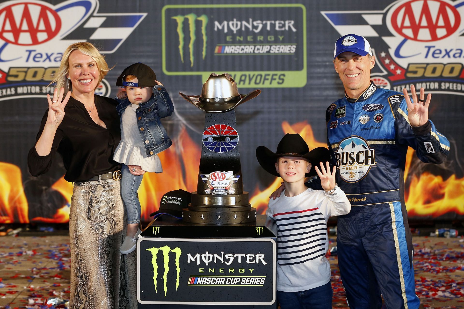 Kevin Harvick and family in the victory lane in 2019