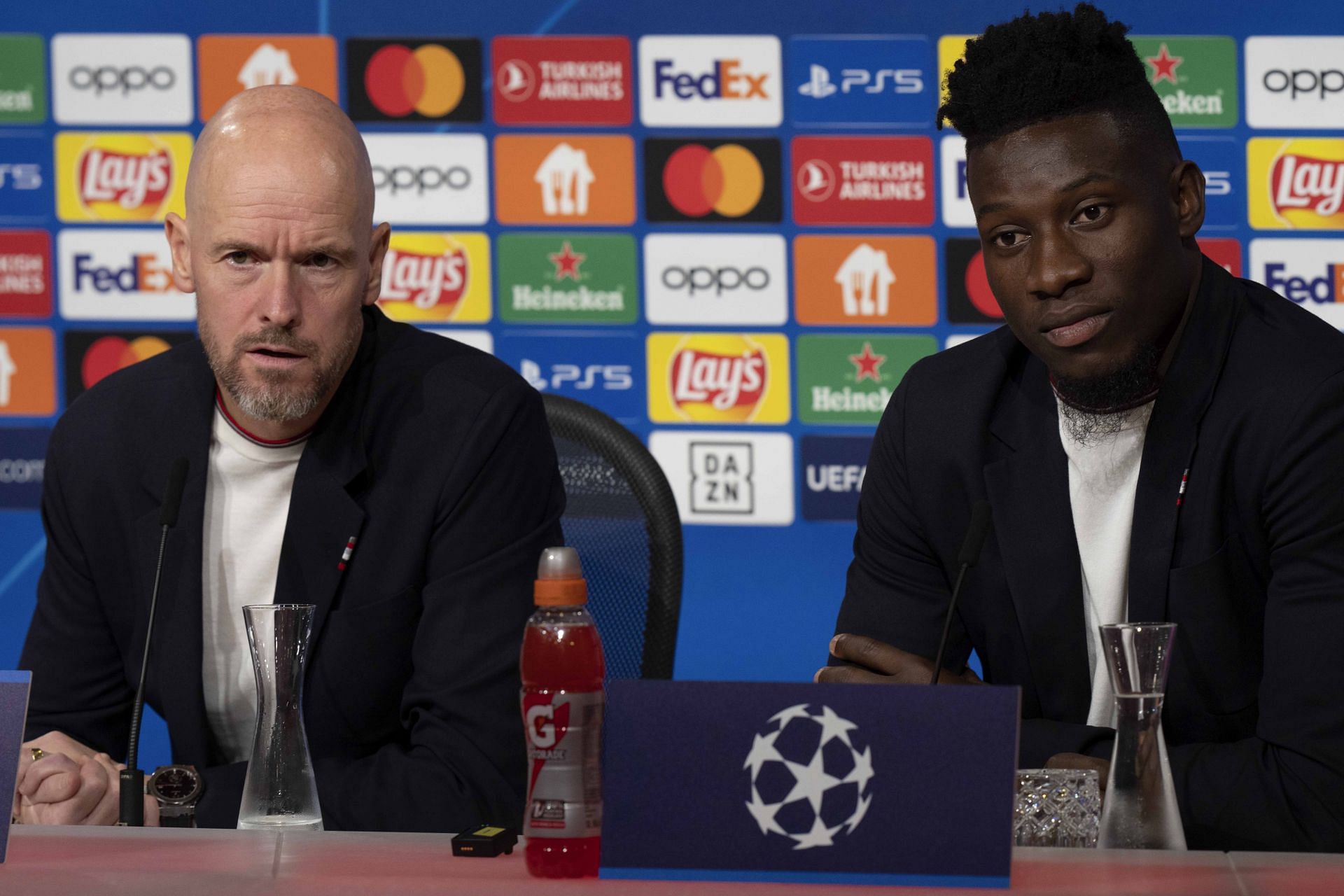 Erik ten Hag (left) and Andre Onana