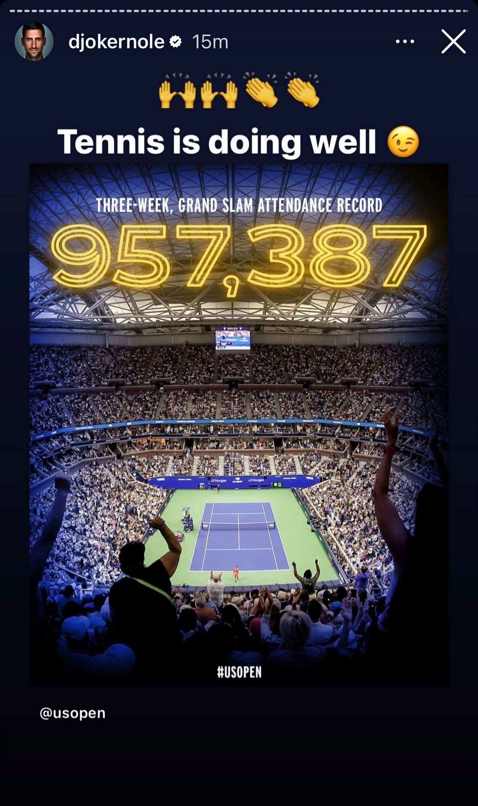 Novak Djokovic&#039;s Instagram story