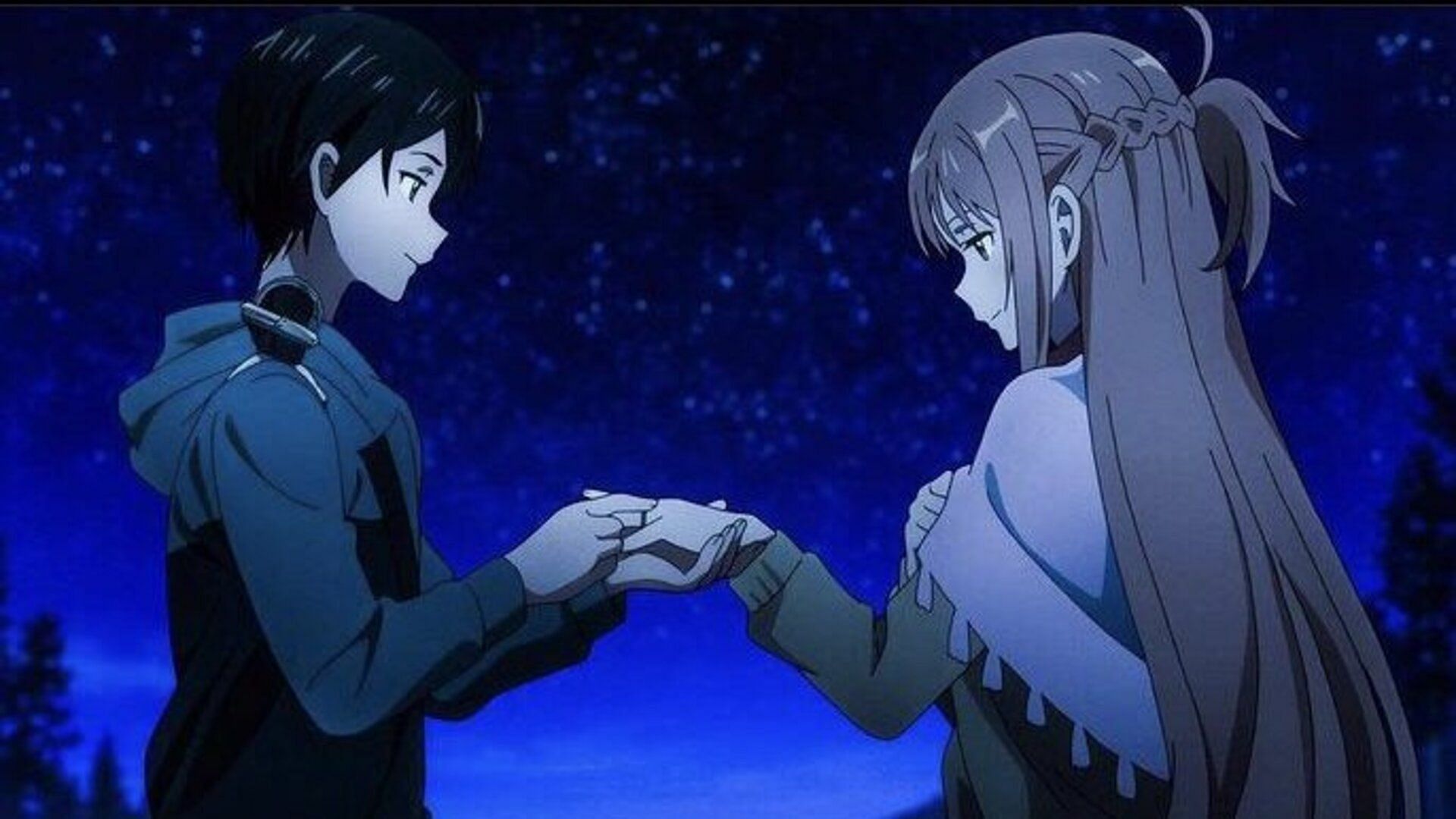 Kirito and Asuna holding hands (Image by A-1 Pictures)