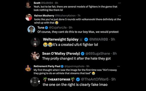 Fans comment on Max Holloway's fake UFC 5 in-game model.