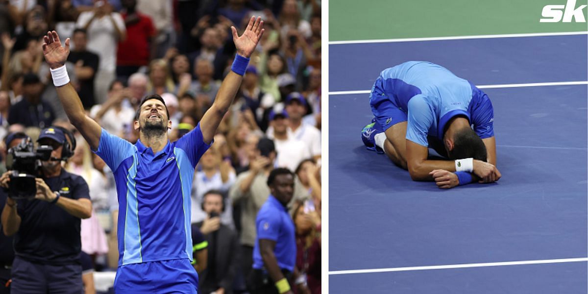 Novak Djokovic fell to his knees after winning his 24th Grand Slam title at the 2023 US Open