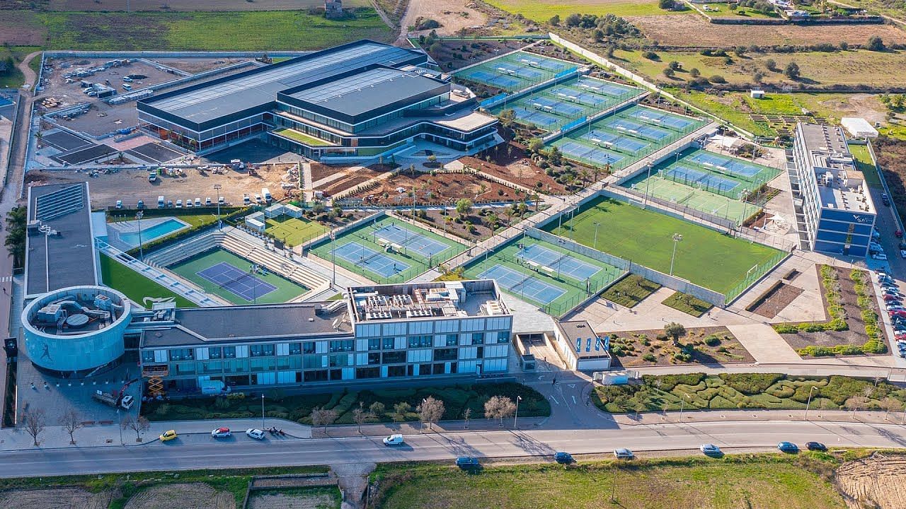 An aerial view of the Rafa Nadal Academy in Mallorca (Credits: RNA YouTube channel)