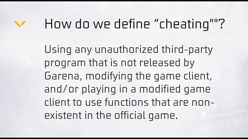 FF's definition of cheating (Image via Garena)