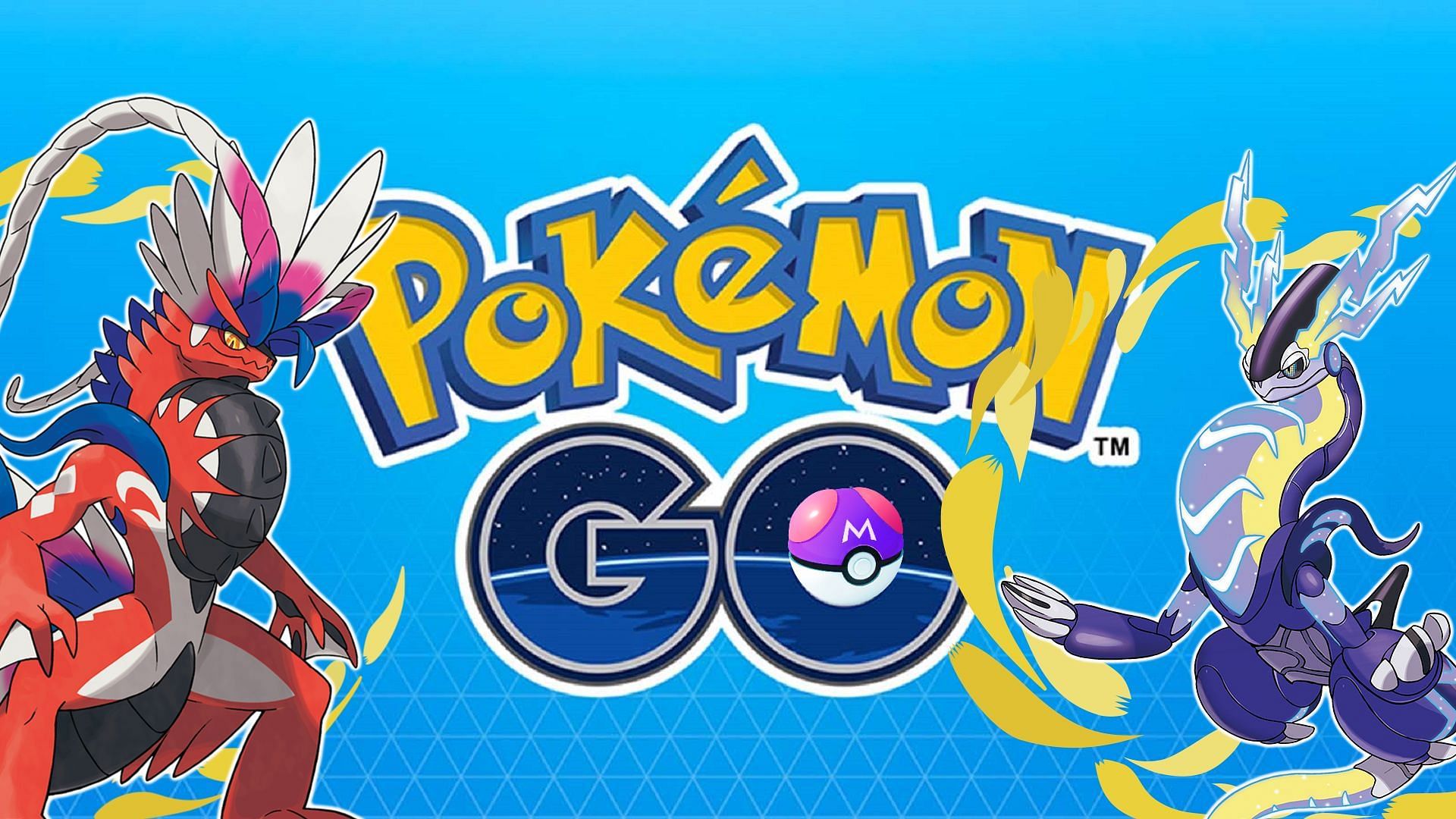 Koraidon and Miraidon stand aside the Pokemon GO logo.