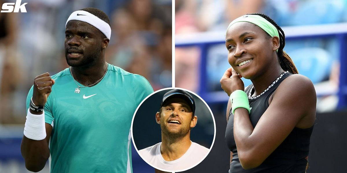 Frances Tiafoe (L), Coco Gauff (R) and Andy Roddick (inset)