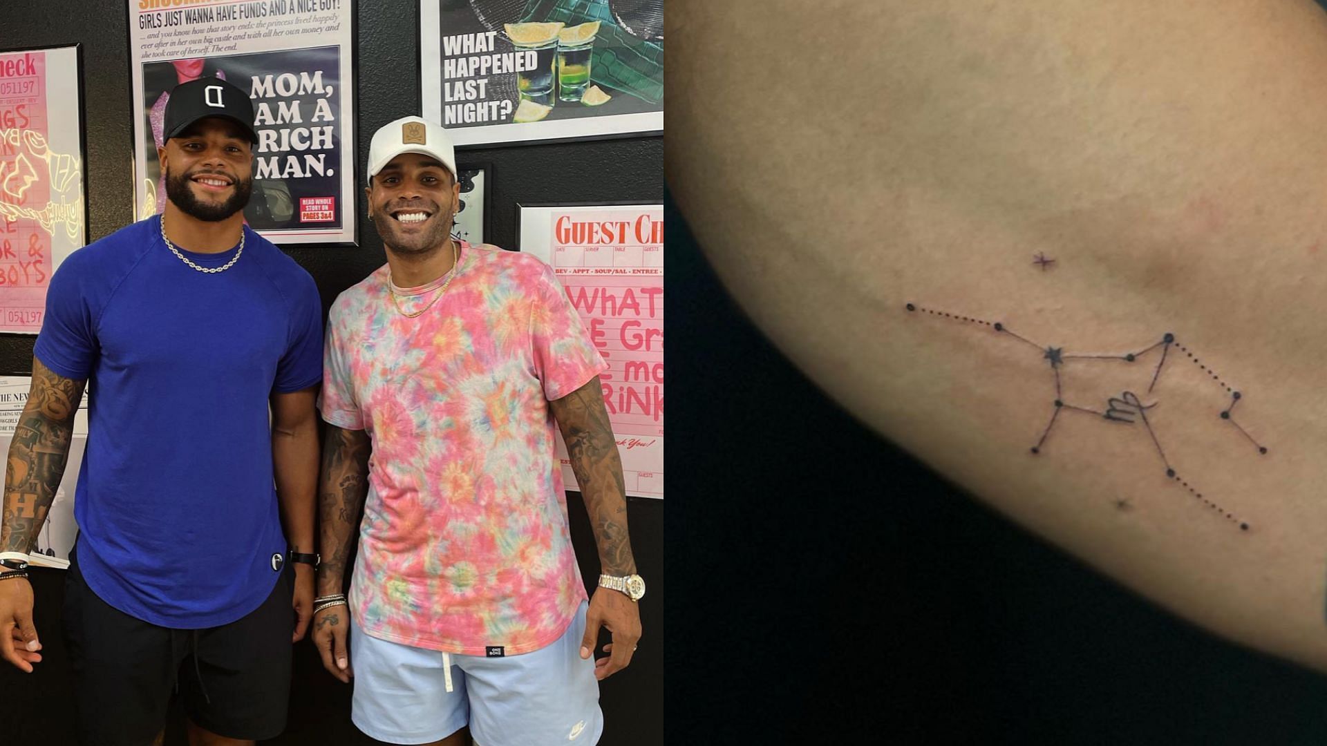 Dak Prescott and his brother Tad (L) gets tattoos to honor their late mother