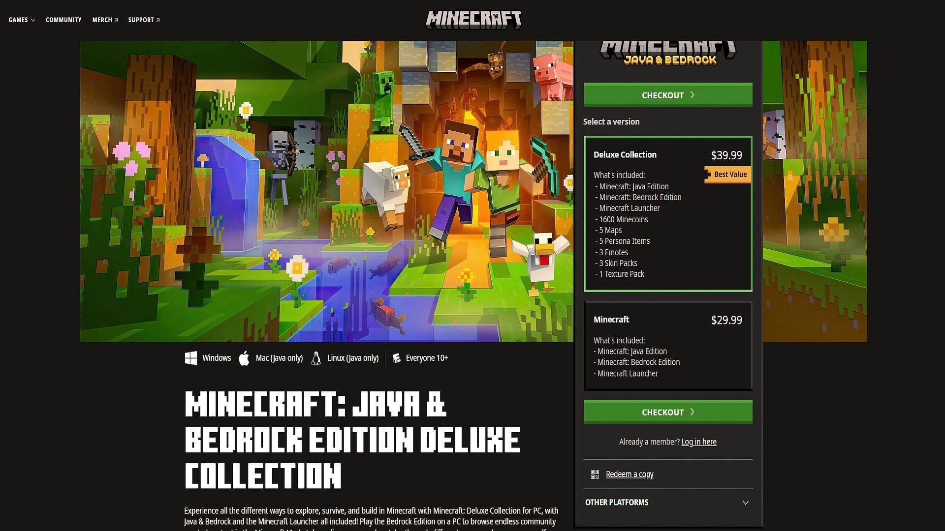 Download Minecraft Java and Bedrock versions on Windows. (Image via Minecraft.net)