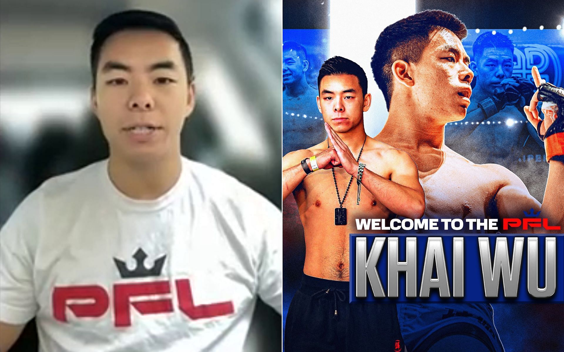 Khai Wu [Left], and PFL roster announcement [Right] [Photo credit: Sportskeeda MMA, and PFL]
