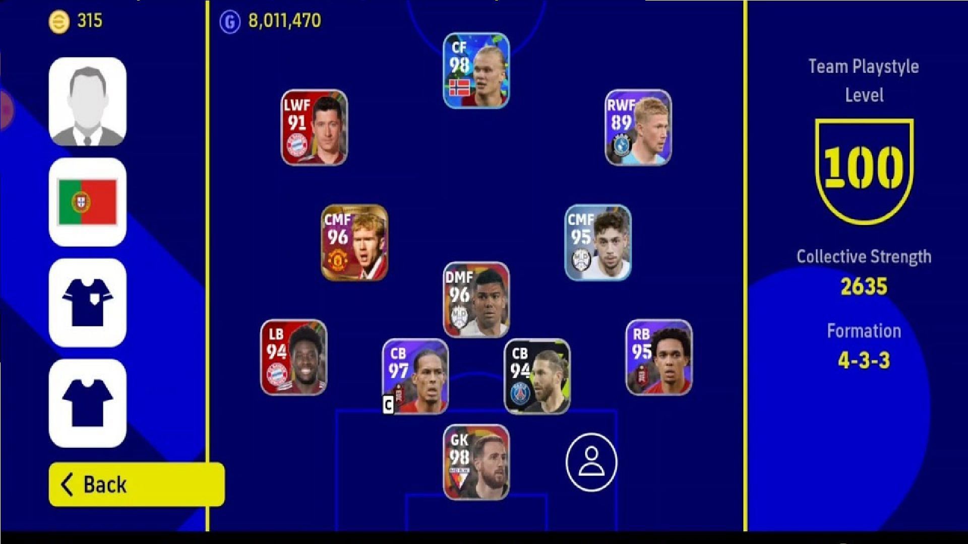4-3-3 is the most favored formation of eFootball 2024 Mobile (Image via Konami)