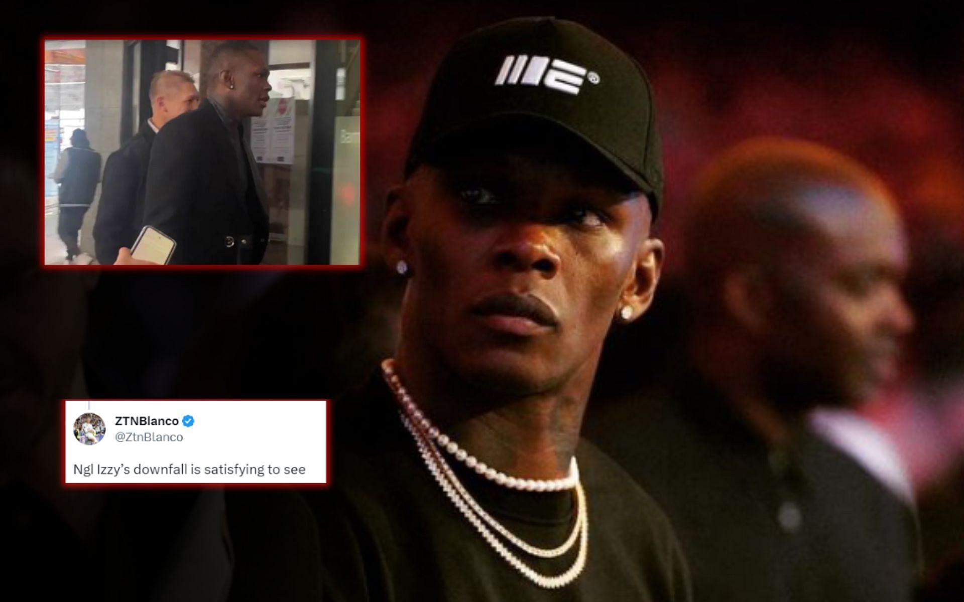 Israel Adesanya arrest [Images via: @AndrewNZ20 on X and @stylebender on Instagram]