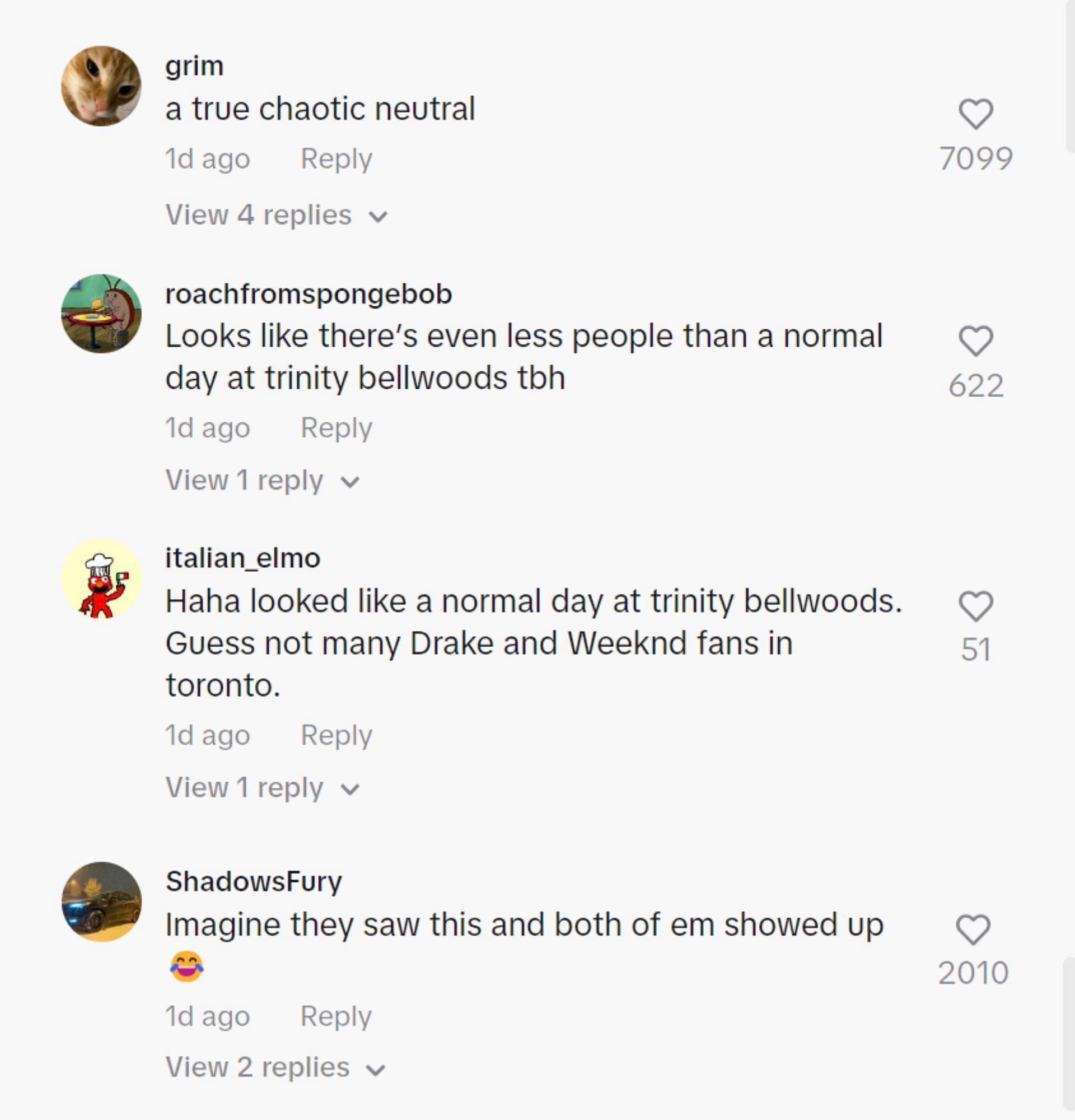 Fans commenting on the TikToker&#039;s fake concert prank (Image via @.jamisonlightfoot/TikTok)