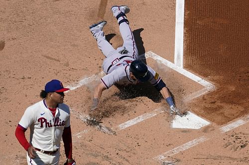 Austin Riley scored on a triple