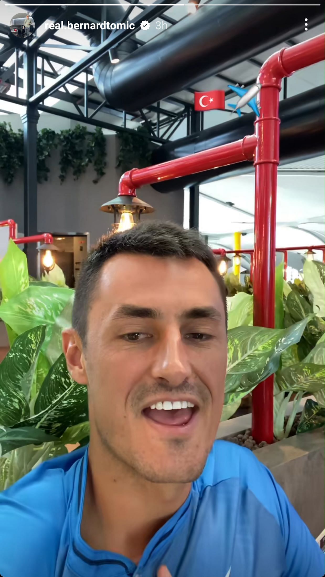 A screen capture from Bernard Tomic&#039;s Instagram story