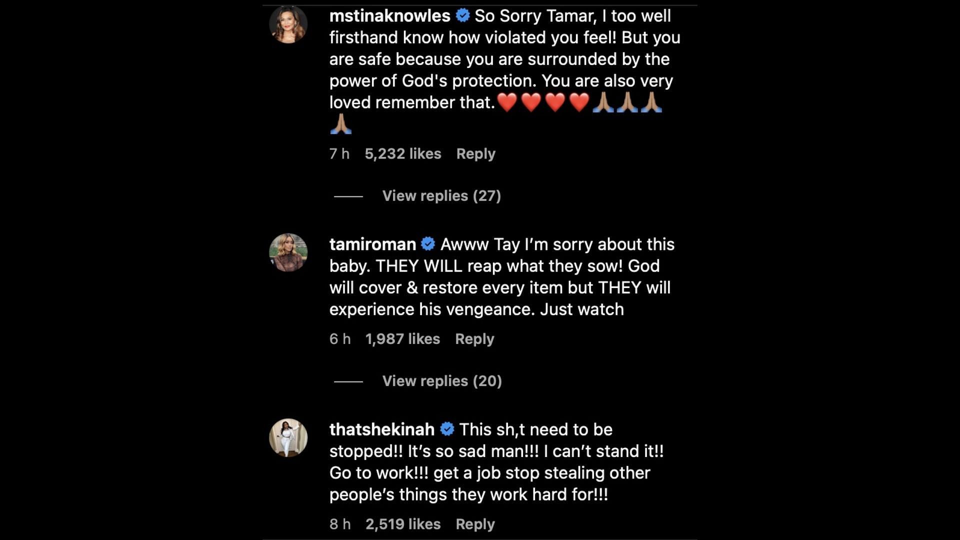 Netizens also sympathized with Tamar. (Images via Instagram/@tamarbraxton)