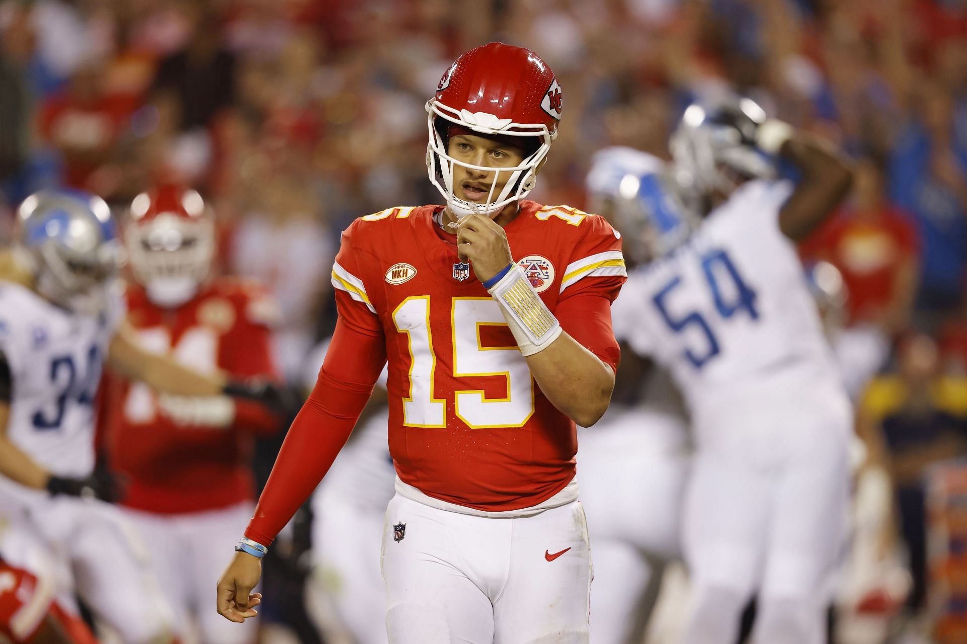 Patrick Mahomes during Detroit Lions v Kansas City Chiefs