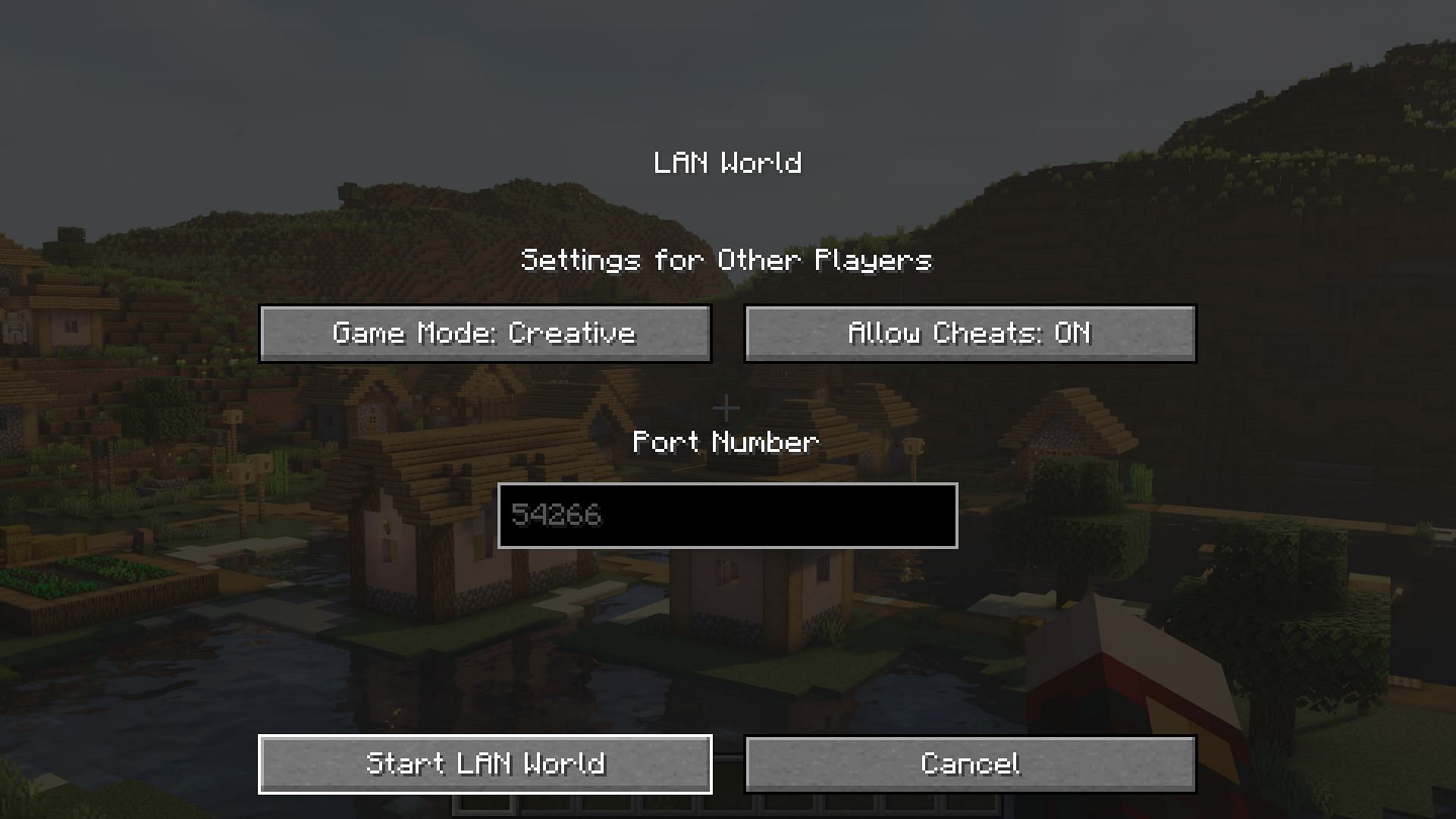 A temporary LAN world can have cheats enabled (Image via Mojang)