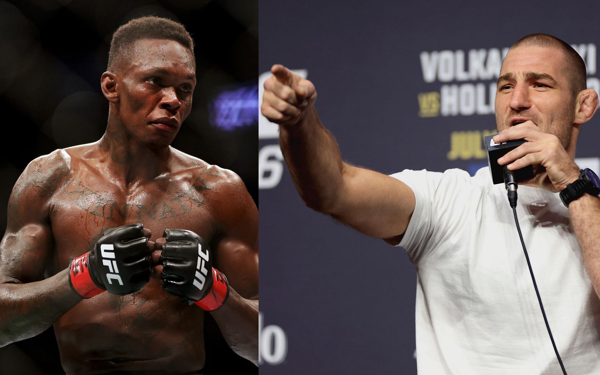 Israel Adesanya (left) and Sean Strickland (right). [via Getty Images]