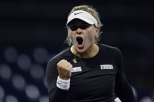 Peyton Stearns reacts during the Round 3 against Katie Boulter at the US Open Tennis Championships in New York